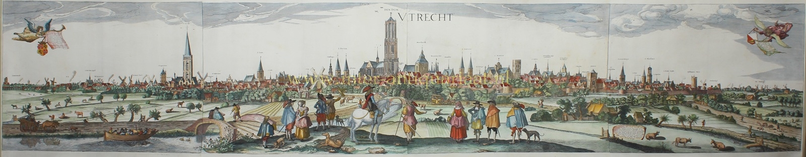 Four-sheet engraved panorama of Utrecht from 1642 by Hendrick Verstraelen after Joost Cornelisz. Droochsloot