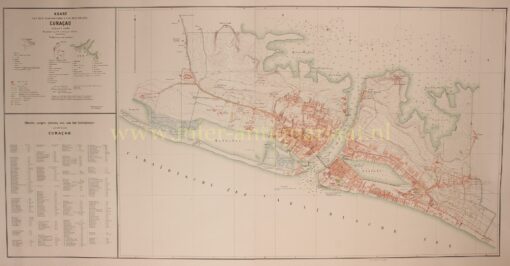 Eerste plattegrond van Willemstad, Curacao, 1909