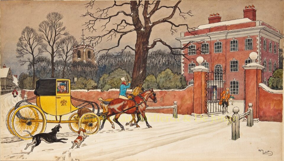 L'arrivée de la diligence | A winter arrival - Harry Eliott, c. 1920