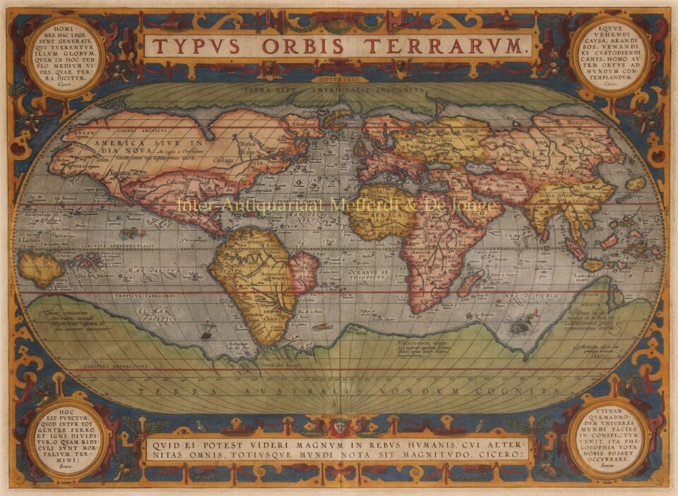 16th century world map by Abraham Ortelius