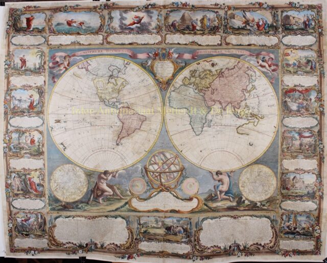 rare antique wall map original engraving old print 18th century history