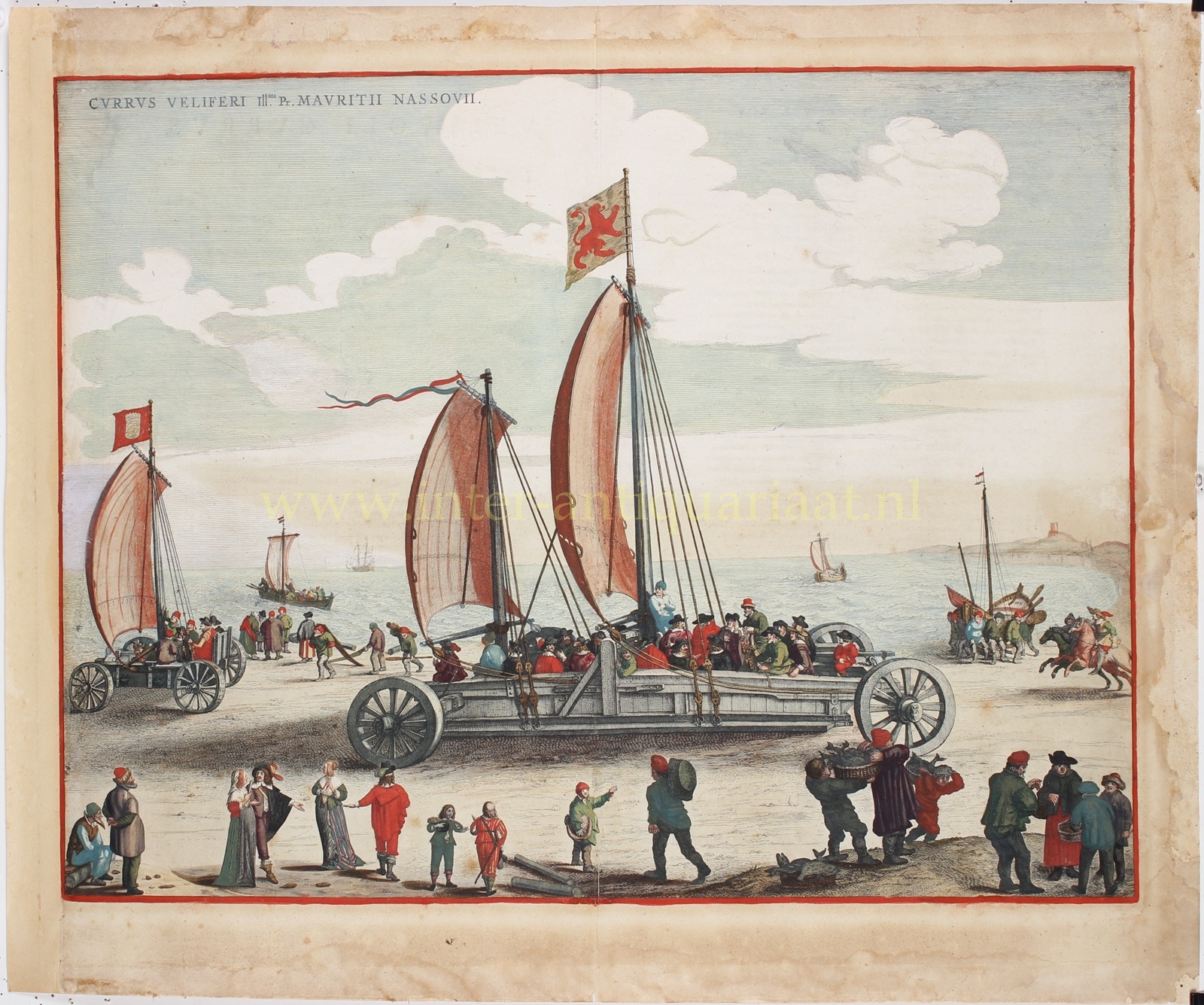 Sailing carriage by Simon Stevin for Prince Maurice - Joan Blaeu, 1649 - Image 3