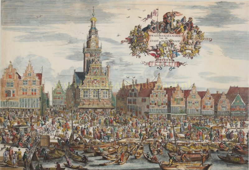 De waag en kaasmarkt van Alkmaar in de 17e-eeuw