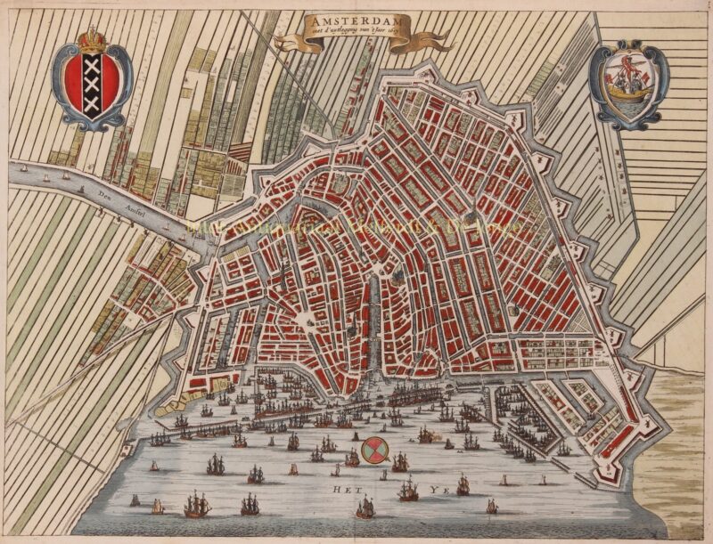 Oude Kaart Amsterdam Originele Gravure E Eeuw Derde Uitleg