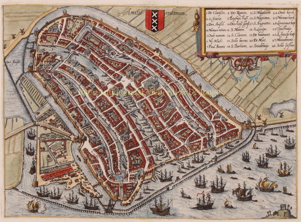 kaart van 16e-eeuws Amsterdam