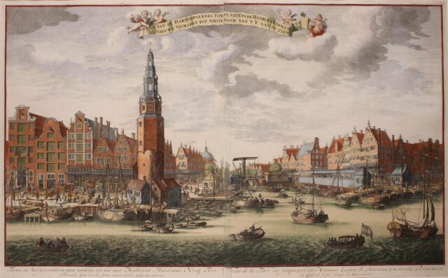 Hoek Prins Hendrikkade en Singel bij de Haarlemmersluis in 1725