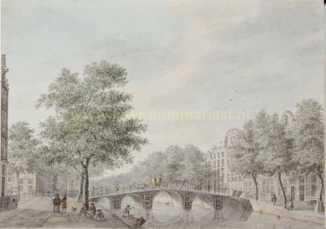 18e-eeuwse tekening van Hermanus Schouten - Amsterdam, Herengracht bij de Warmoesgracht