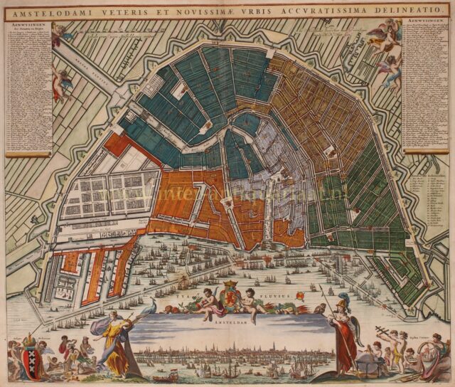 kaart van Amsterdam in 17e-eeuw