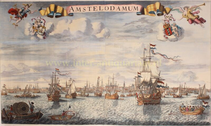 Gezicht op het IJ voor Amsterdam – Pieter van den Berge naar Johannes Kip, 1690