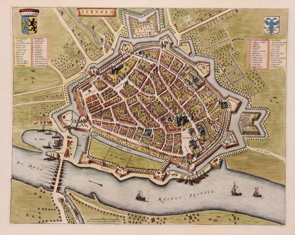 oude kaart van Arnhem