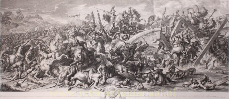 Slag bij de Milvische Brug – Gérard Audran naar Charles Le Brun, 1666