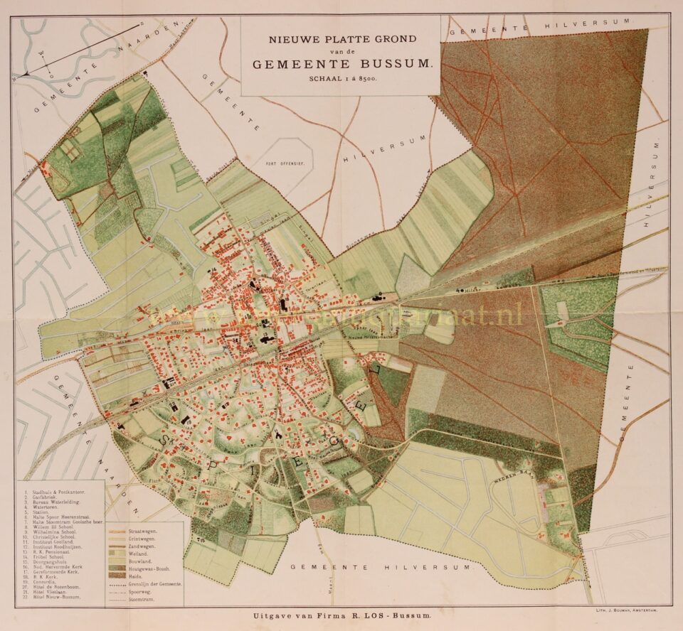kaart van Bussum uit ca. 1920