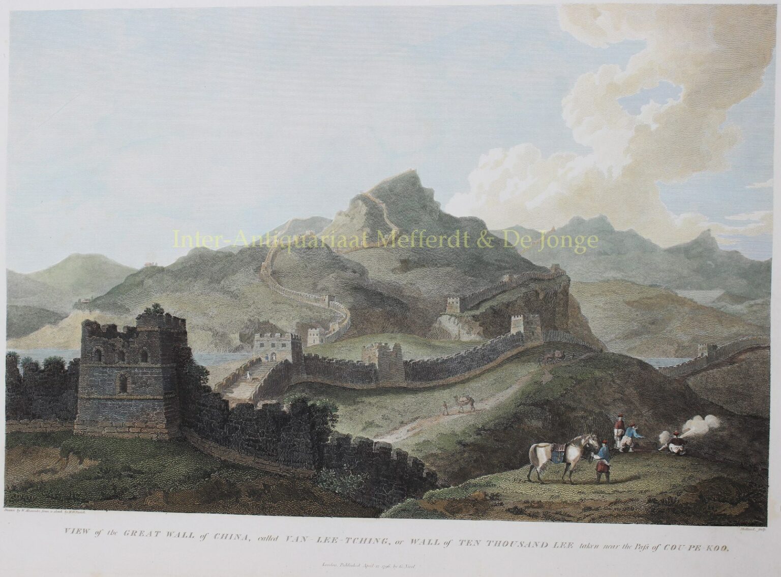 Chinese Muur geschiedenis zeldzame oude prent originele antieke gravure