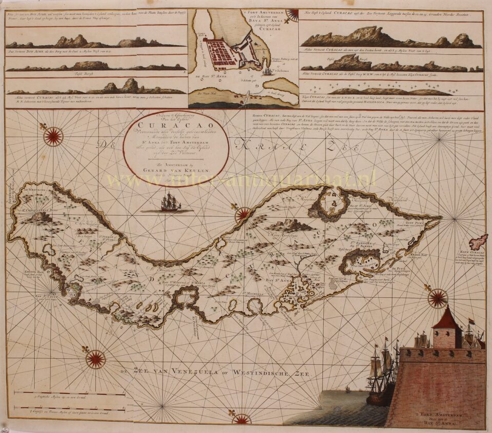 18e-eeuwse paskaart van Curaçao