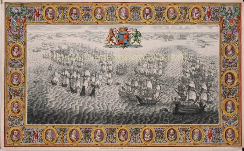 Spaanse armada verslagen – John Pine, 1736