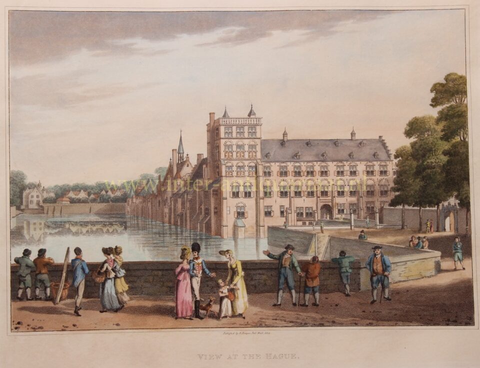 De Hofvijver gezien vanaf het Buitenhof begin 19e-eeuw
