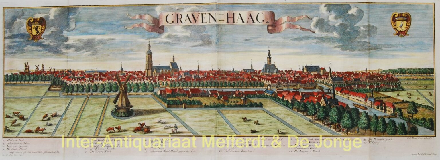 Aangezicht Den Haag 's-Gravenhage Originele Gravure 18e-eeuw