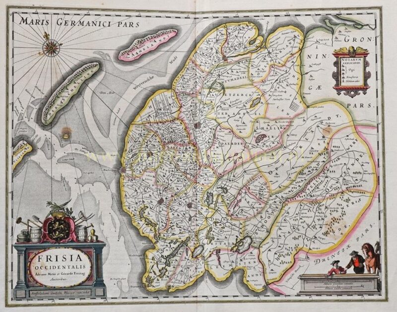 17e-eeuwse kaart van Friesland uitgegeven door Willem Blaeu