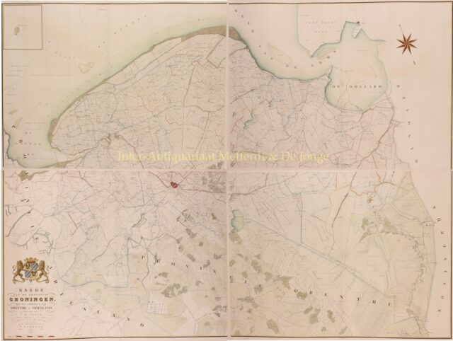 19e-eeuwse wandkaart van Groningen
