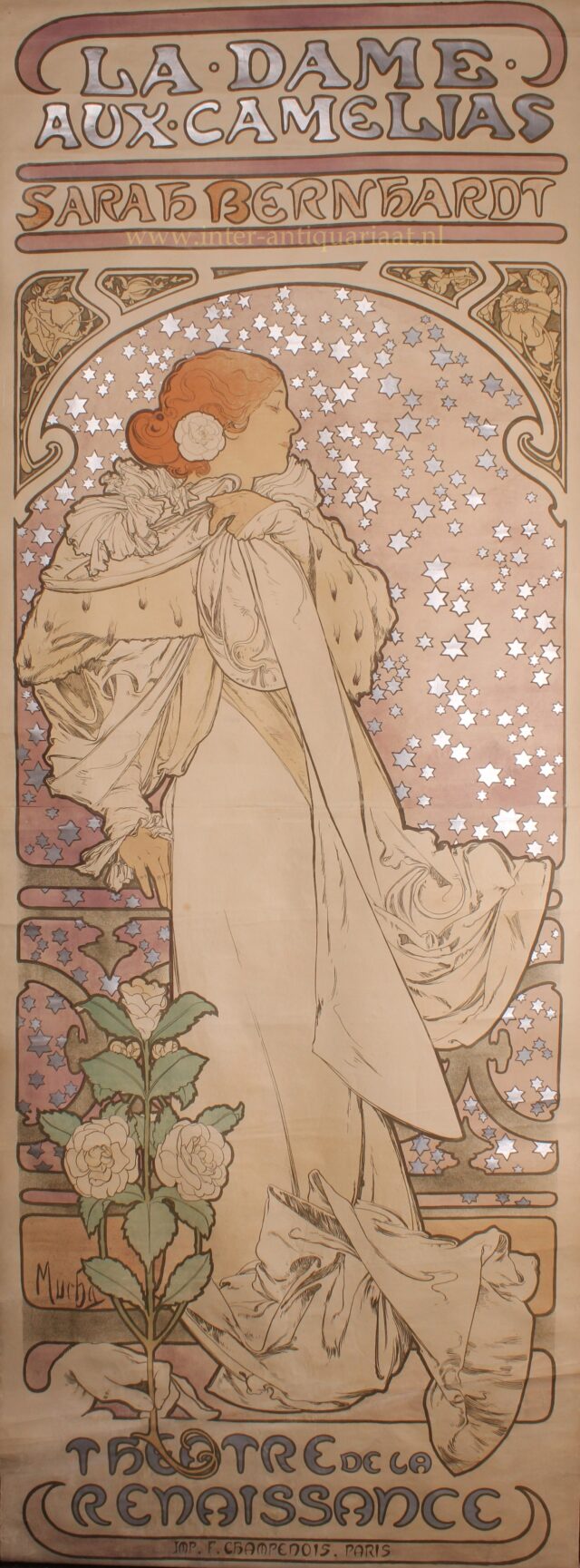 original vintage Alphonse Mucha poster - La dame aux camelias, 1896