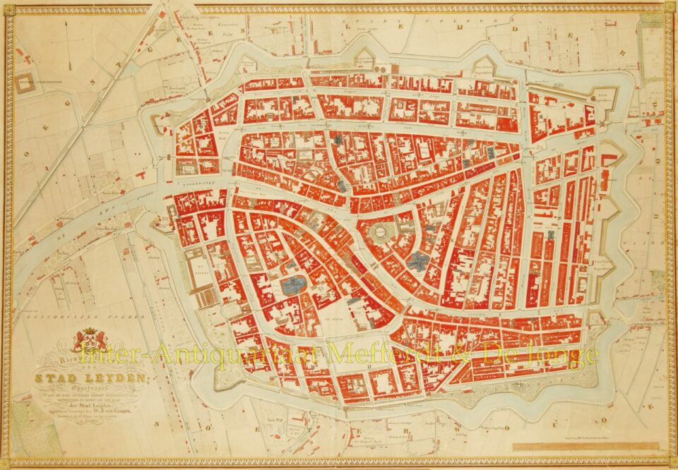 Leiden antieke plattegrond - 1850