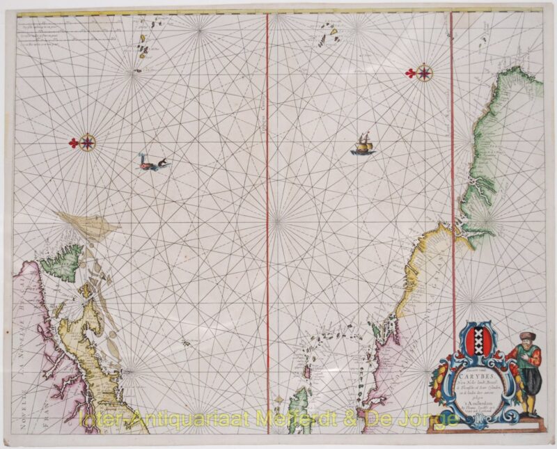 Americas, Caribbean sea chart – Theunis Jacobsz Lootsman, 1666