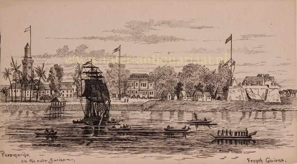 Waterkant Paramaribo medio 19e-eeuw