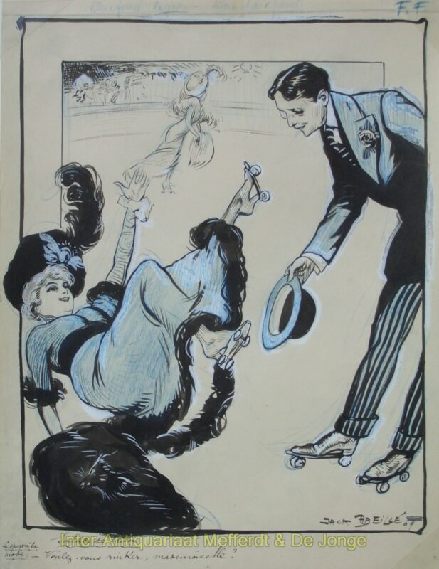 Patinage à roulettes, roller skating – Jack Abeillé, 1909