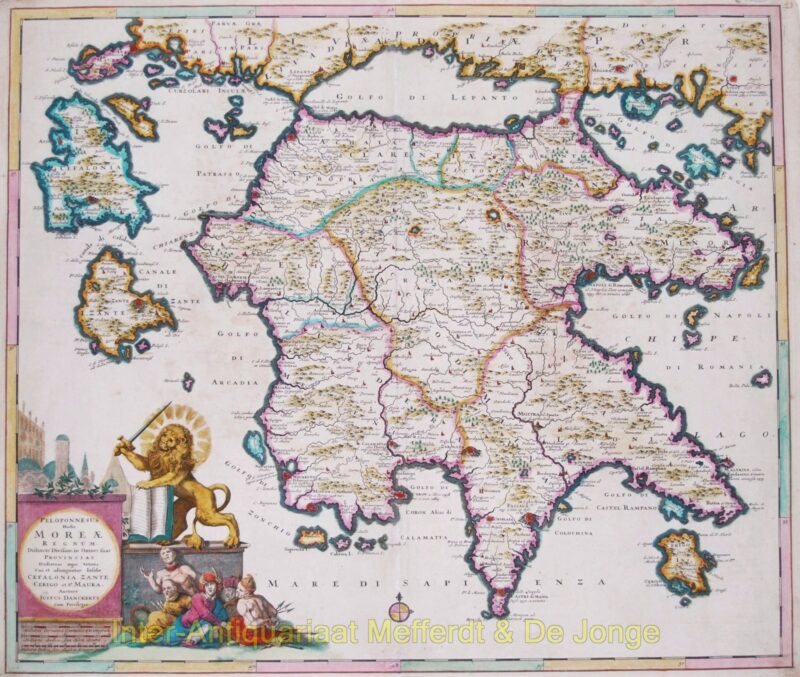 Peleponnesos antique map – Danckerts, 1684