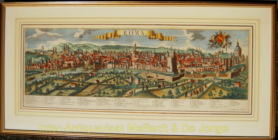 Rome antique panoramic view with original colouring - Probst aft