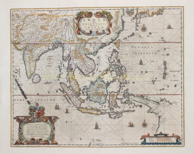 17th century map of Southeast Asia by Hondius/Janssonius