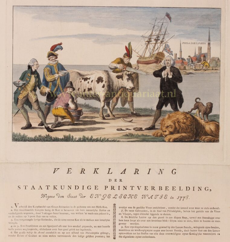Spotprent op Engelsen in Amerikaanse Onafhankelijkheidsoorlog – anoniem, 1778