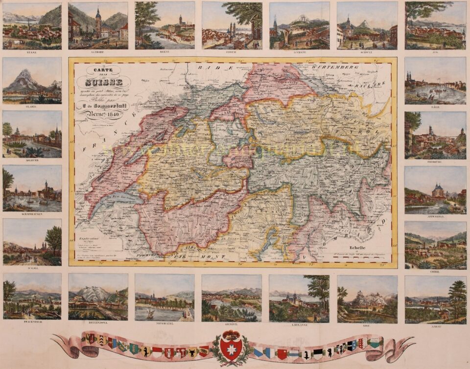 19e-eeuwse kaart van Zwitserland