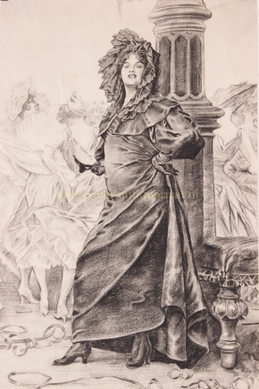 De dame in de zwarte jurk – C. Wagner, 1890