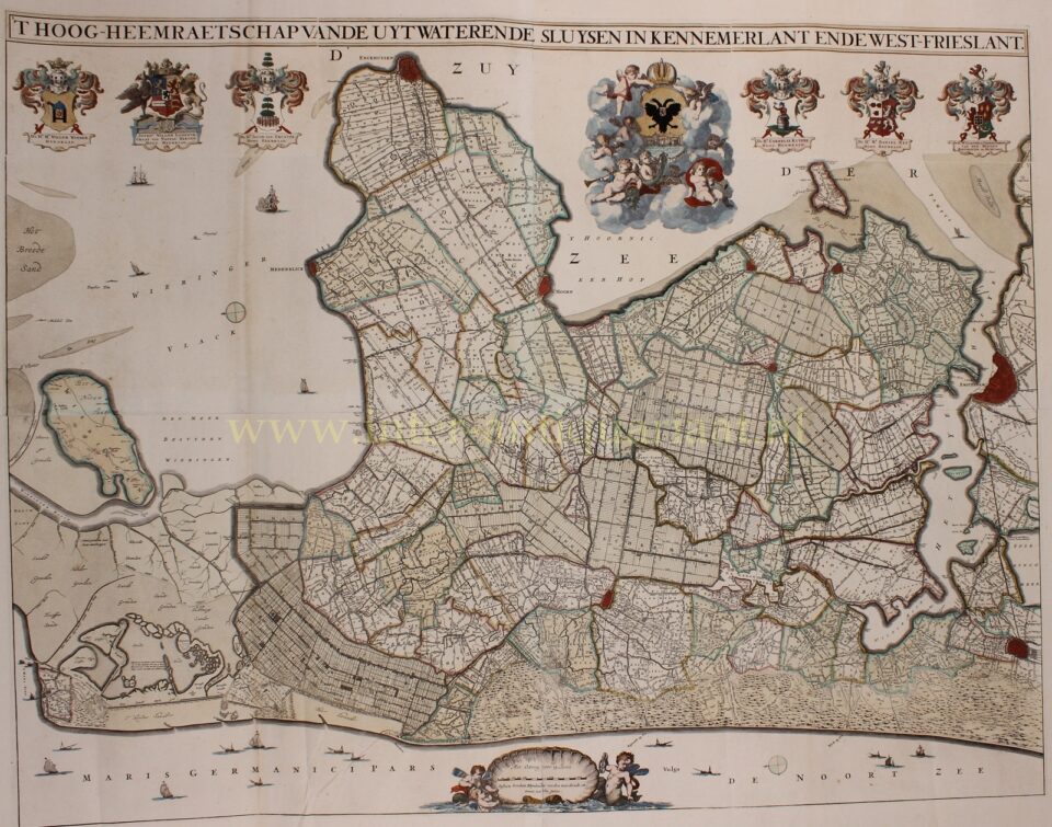18e-eeuwse wandkaart Noord-Holand