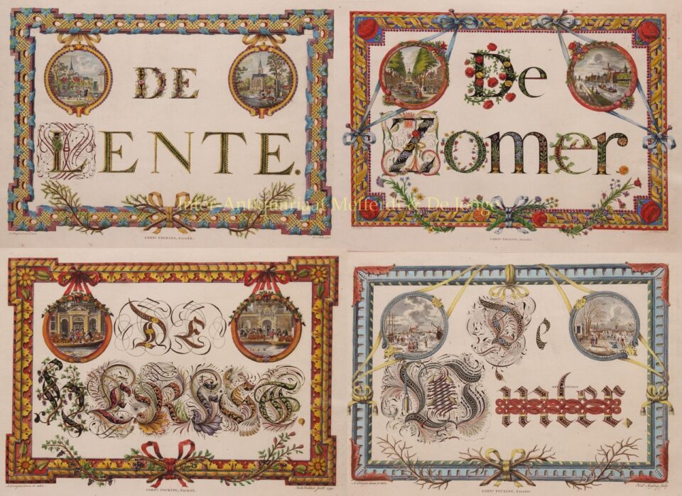 kalligrafie vier seizoenen Amsterdam 18e-eeuw