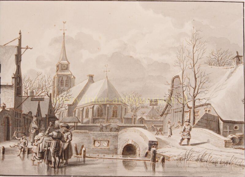Winters dorpsgezicht – De la Fontaine Verweij, 1826
