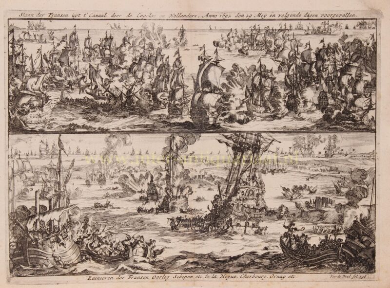 Zeeslagen bij Barfleur en La Hougue – Jan Luyken, 1694
