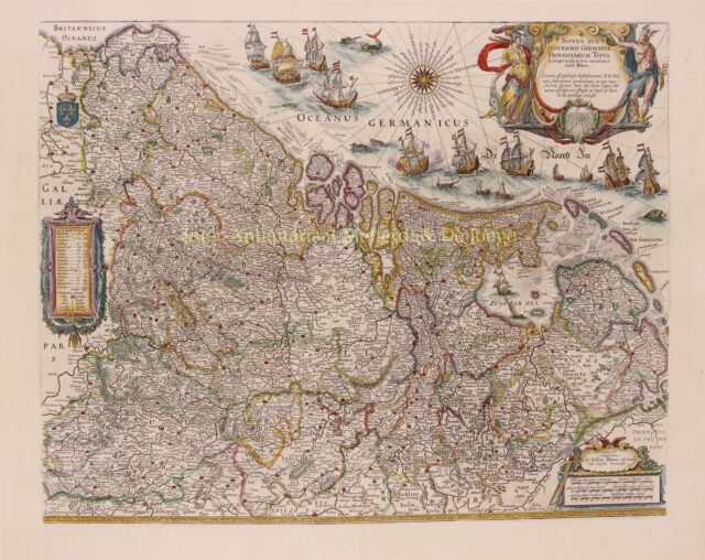 antieke kaart van de Zeventien Provincien door Willem Blaeu