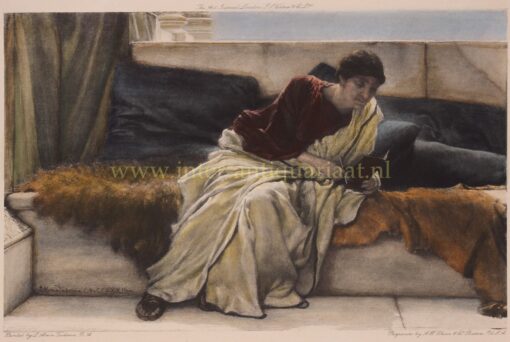 A Difficult Line from Horace, heliogravure uit 1882 naar het schilderij van Sir Lawrence Alma-Tadema