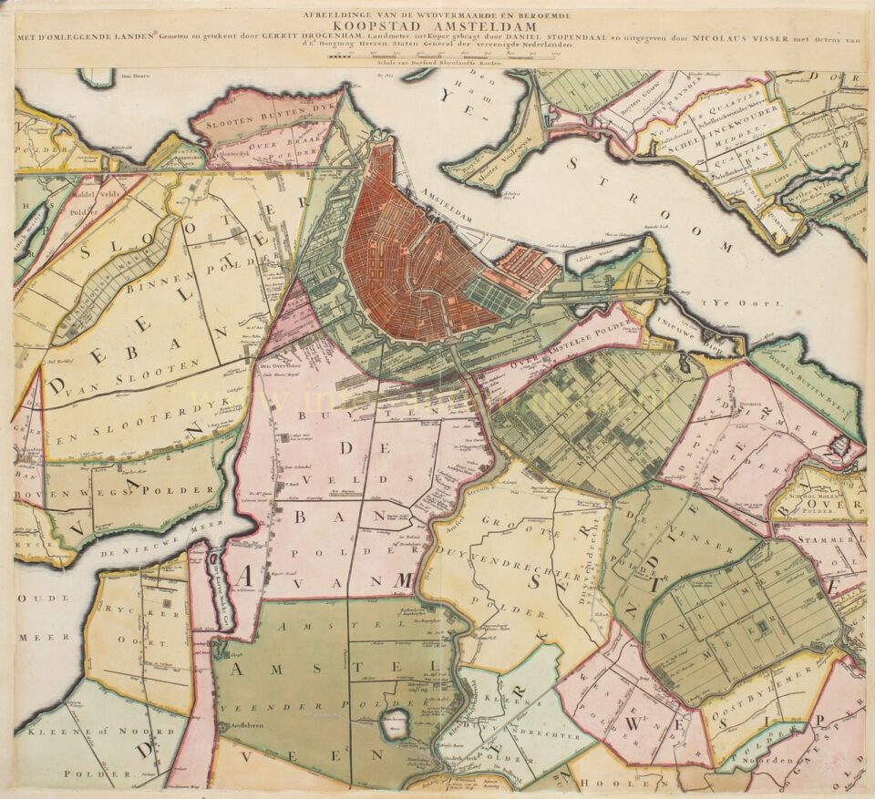 17e-eeuwse kaart van Amsterdam en Amstelland