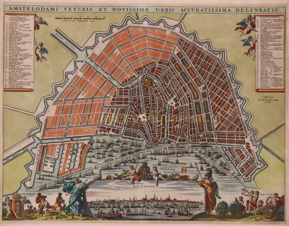 Oude Kaart Amsterdam Originele E Eeuwse Gravure Antieke Prent