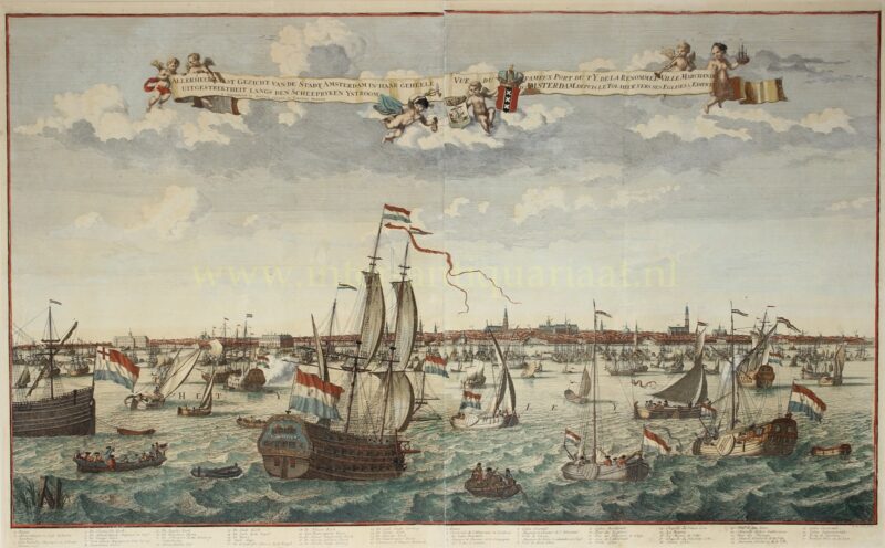 Amsterdam vanaf het IJ - Hendrik de Leth / Covens & Mortier, ca. 1740