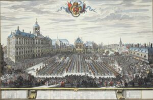 Amsterdamse schutterij op de Dam - Daniël Marot, 1686