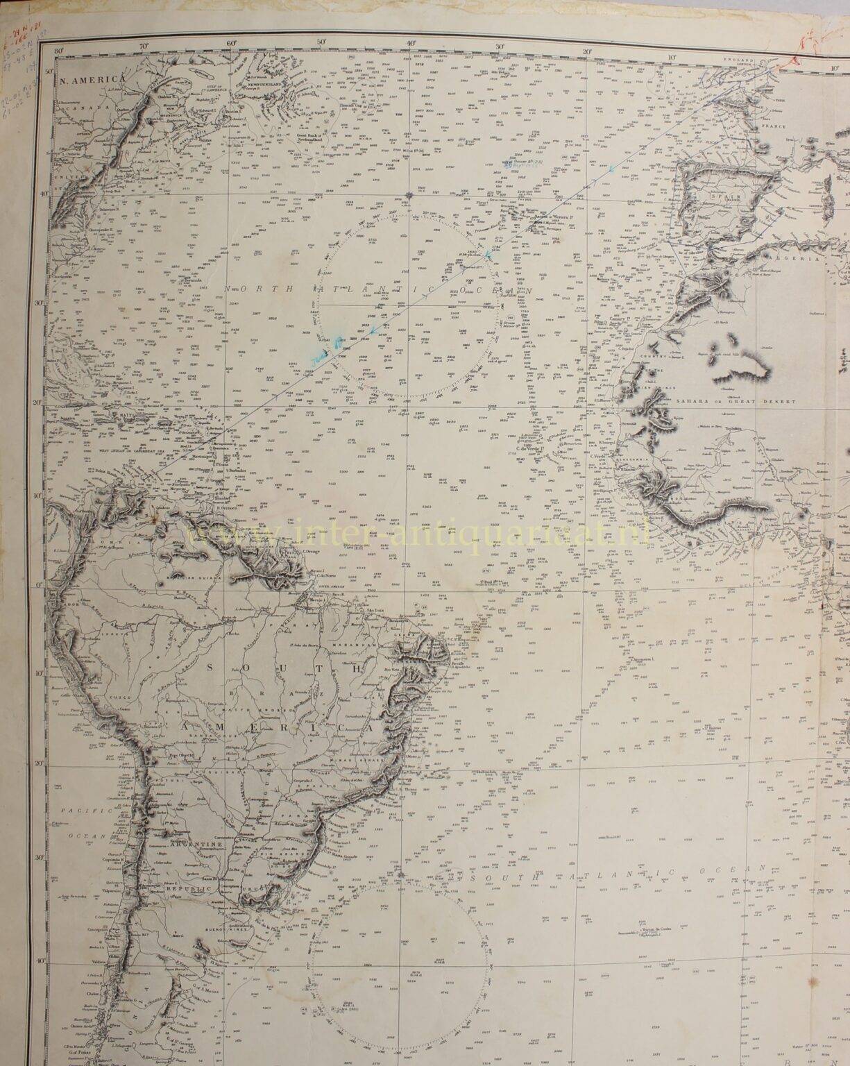 Atlantische en Indische Oceaan met westelijk deel van de Stille Oceaan - UK Hydrographic Office, 1956 (1886) - Afbeelding 8
