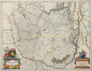 17e-eeuwse kaart van het hertogdom Brabant uitgegeven door Willem Blaeu
