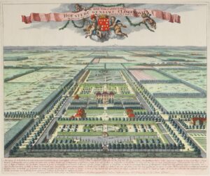 Originele 17e-eeuwse ets van landgoed Clingendael bij Den Haag door Daniël Stopendaal, uitgegeven door Nicolaes Visscher II.