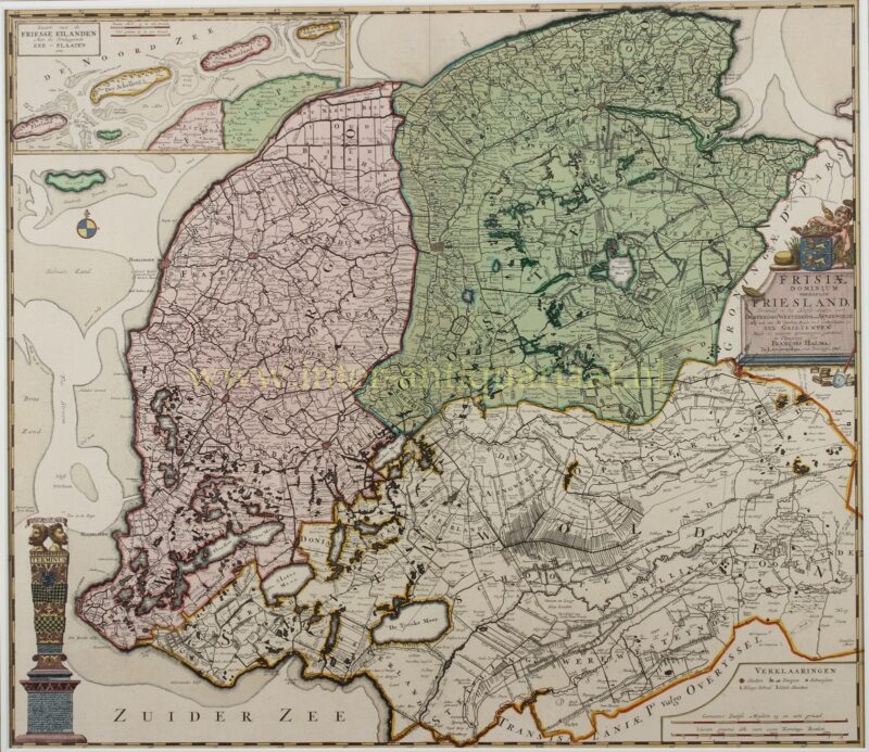 oude kaart van Fries uitgegeven door Arbraham Allard. Originele antieke kopergravure.