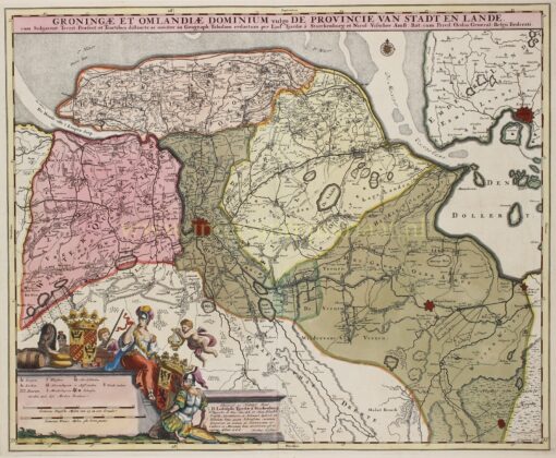 oude 17e-eeuwse kaart van de provincie Groningen