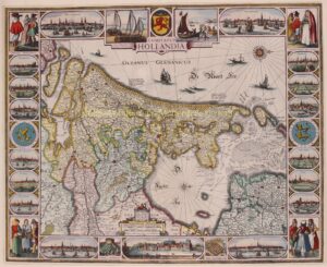 zeldzame 17e-eeuwse kaart van het Graafschap Holland